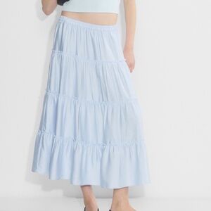 Aritzia Sunday Best Mars Satin Skirt size L blue